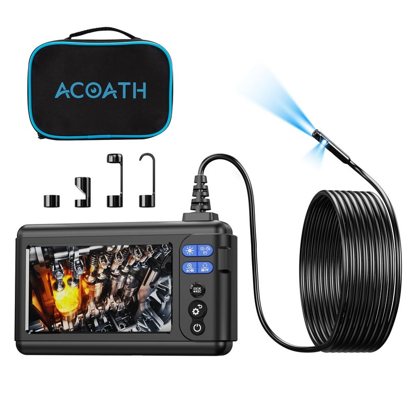 Acoath Store Borescope Endoscope Camera with Light, Dual-Lens 1080P HD Industrial Inspection Camera with 8 LED Lights, 16.5Ft Semi-Rigid Snake Cable, 5" IPS Screen, 32GB Card, IP67 Waterproof Sewer Tools - Image 1
